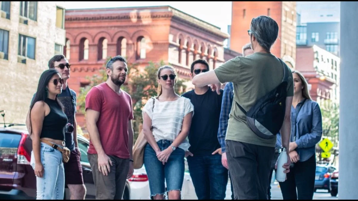 Tour group exploring a city on a guided food experience