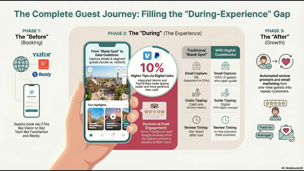Infographic showing the customer journey gap in tour operator technology